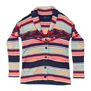 Polo Ralph Lauren Aztec Southwestern Navajo Shawl Cardigan Sweater Womens XS